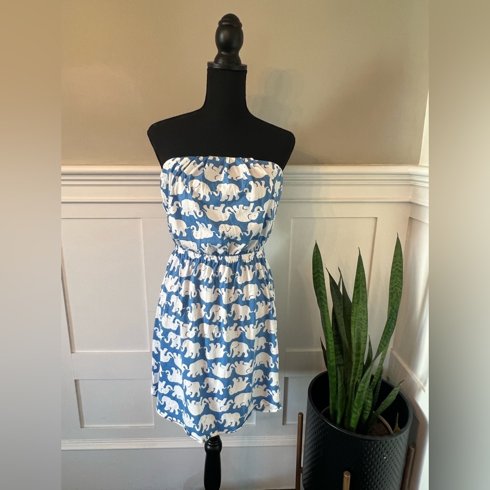 Lilly Pulitzer Blue Tusk In Sun Windsor Strapless Dress